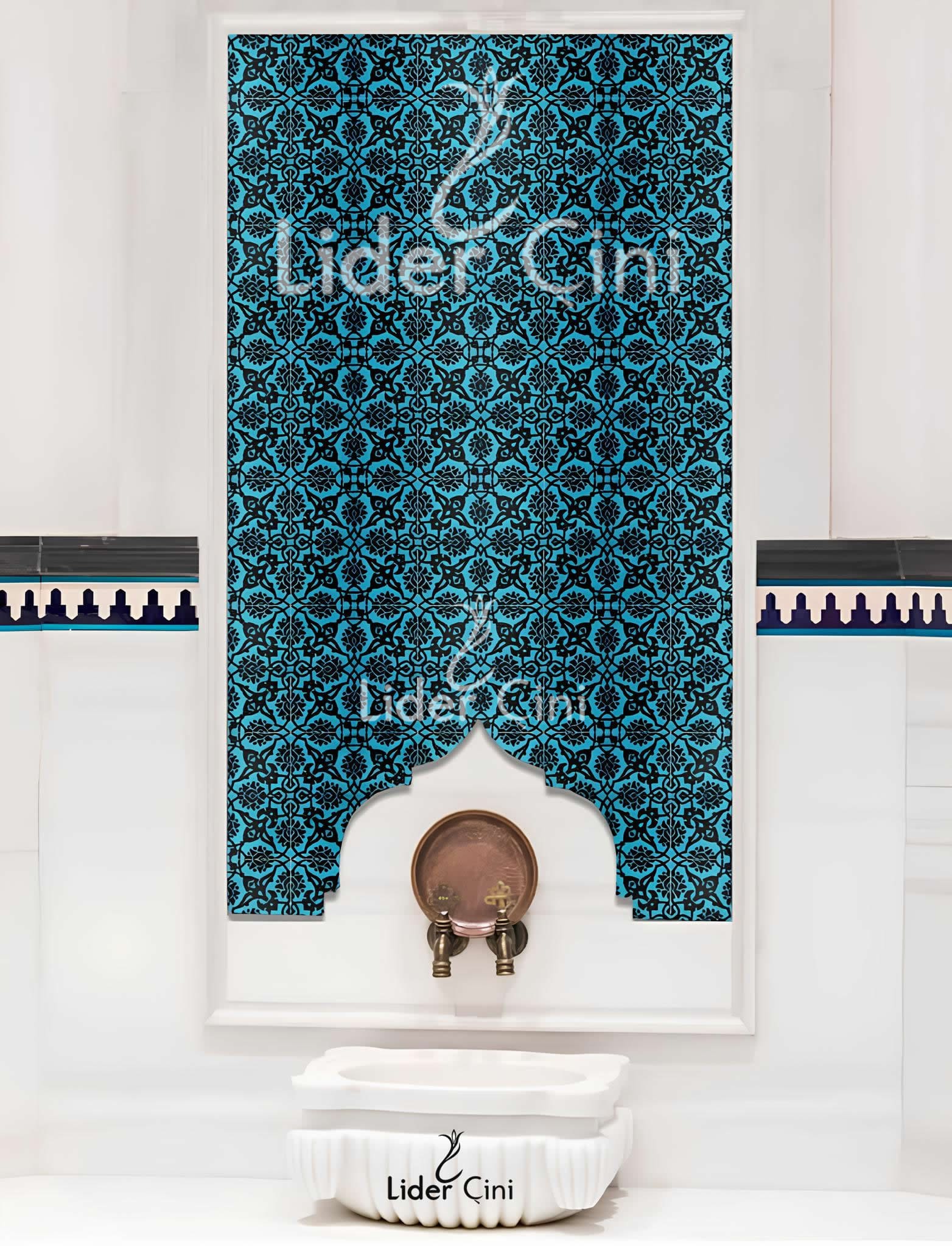 Türk Hamam Çini Panoları-İznik Çini Desenli Hamam Çini Pano-THP-008