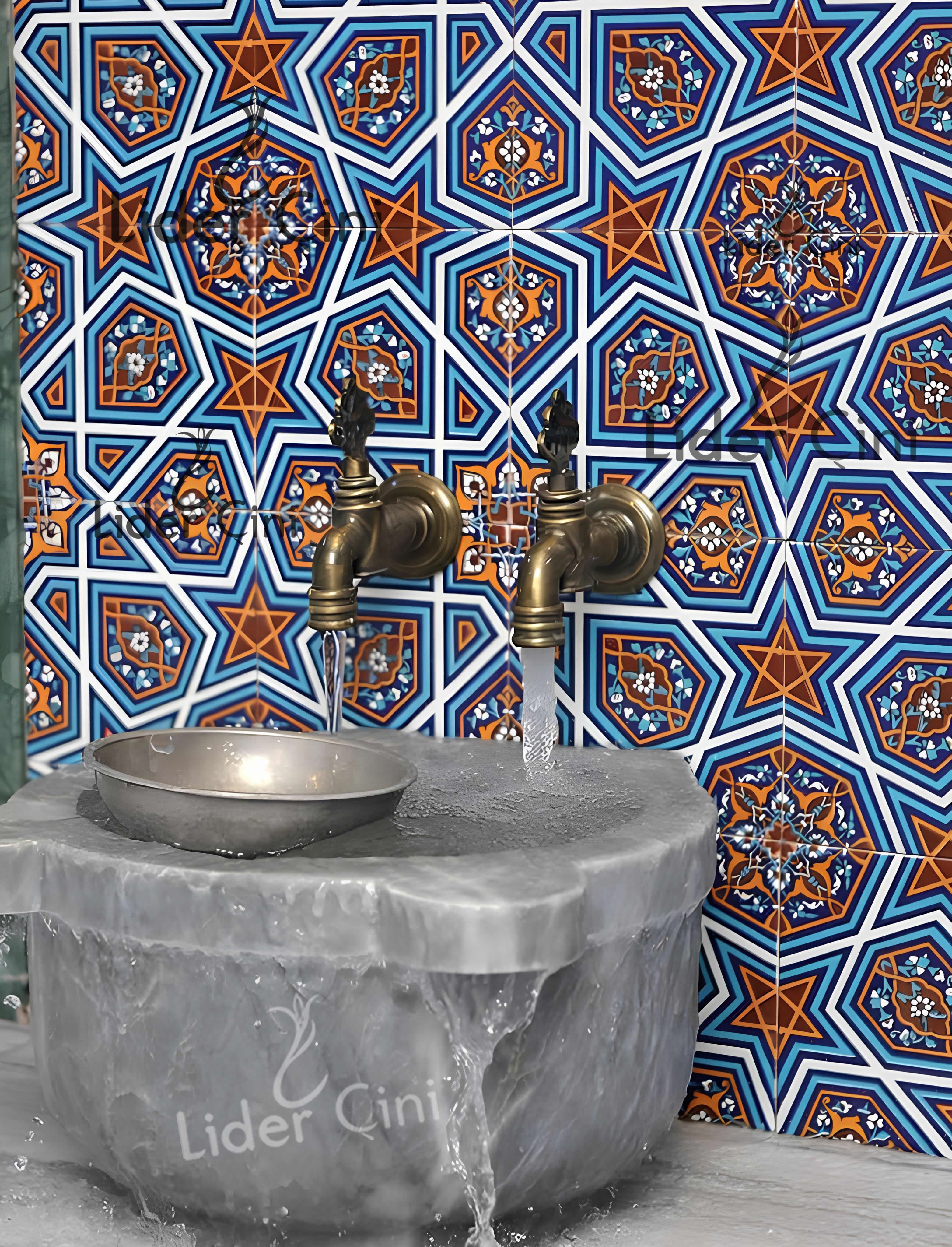 Türk Hamam Çini Panoları-Osmanlı Hamam Çini Modeli-THP-090