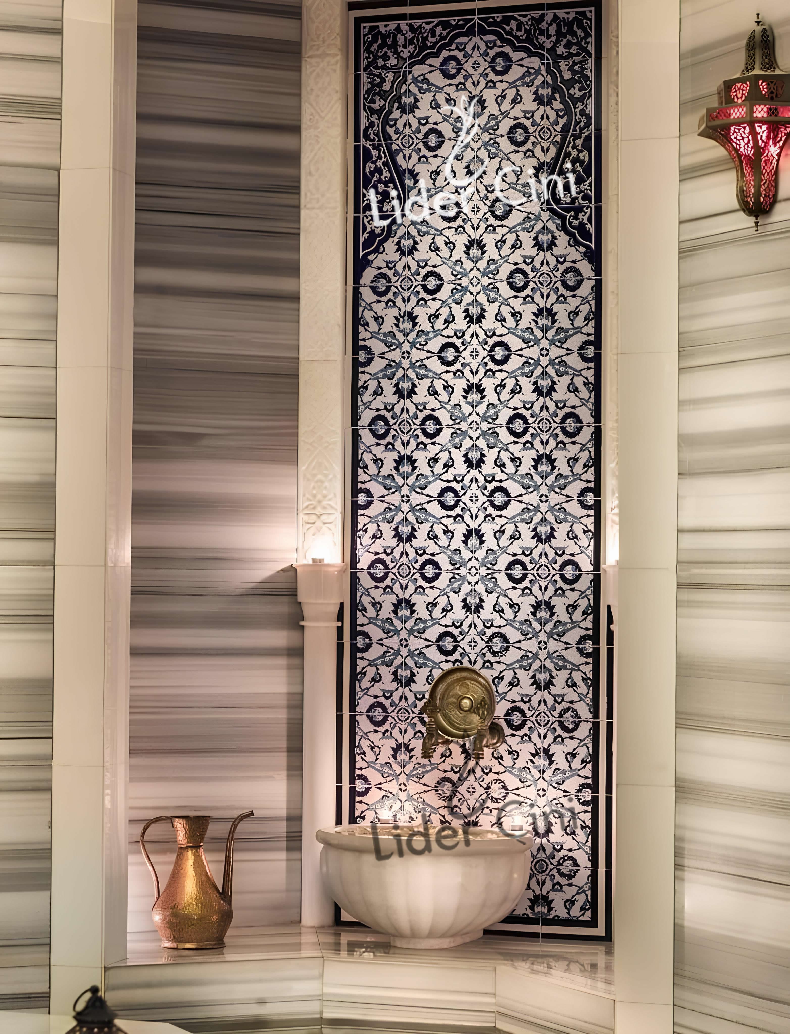 Türk Hamam Çini Panoları-Villa Tipi Hamam Çinisi-THP-091