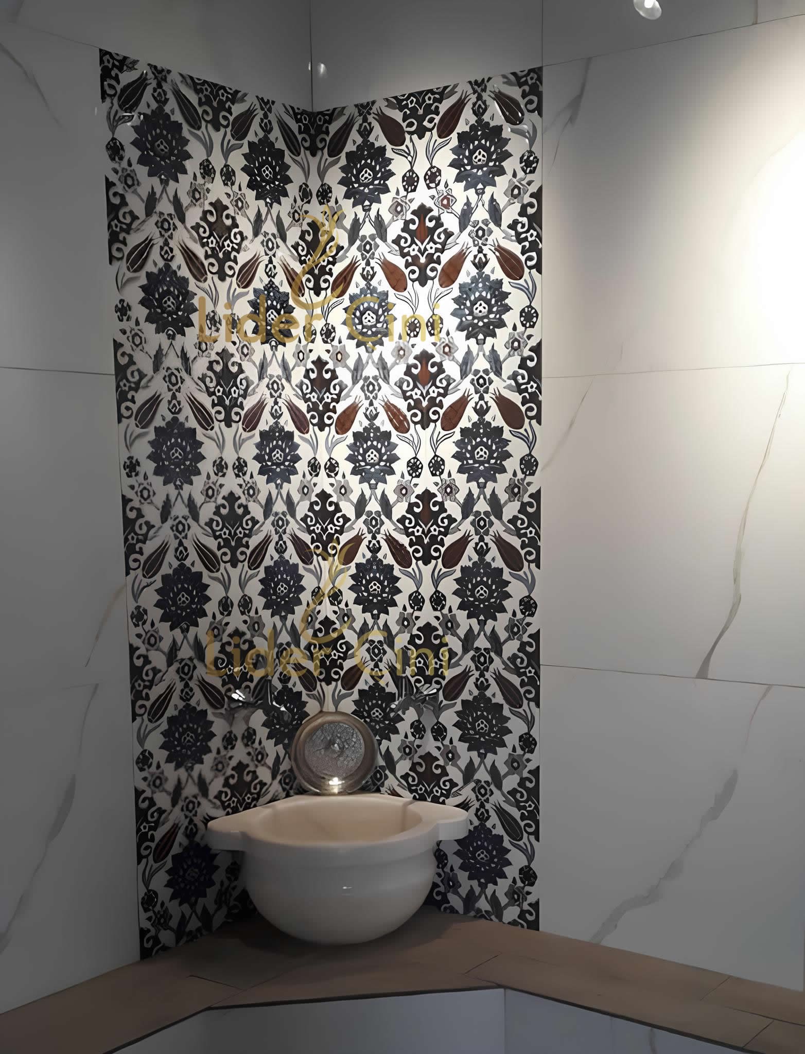 Türk Hamam Çini Panoları-İznik Sarmaşık Hamam Çini Pano-THP-092