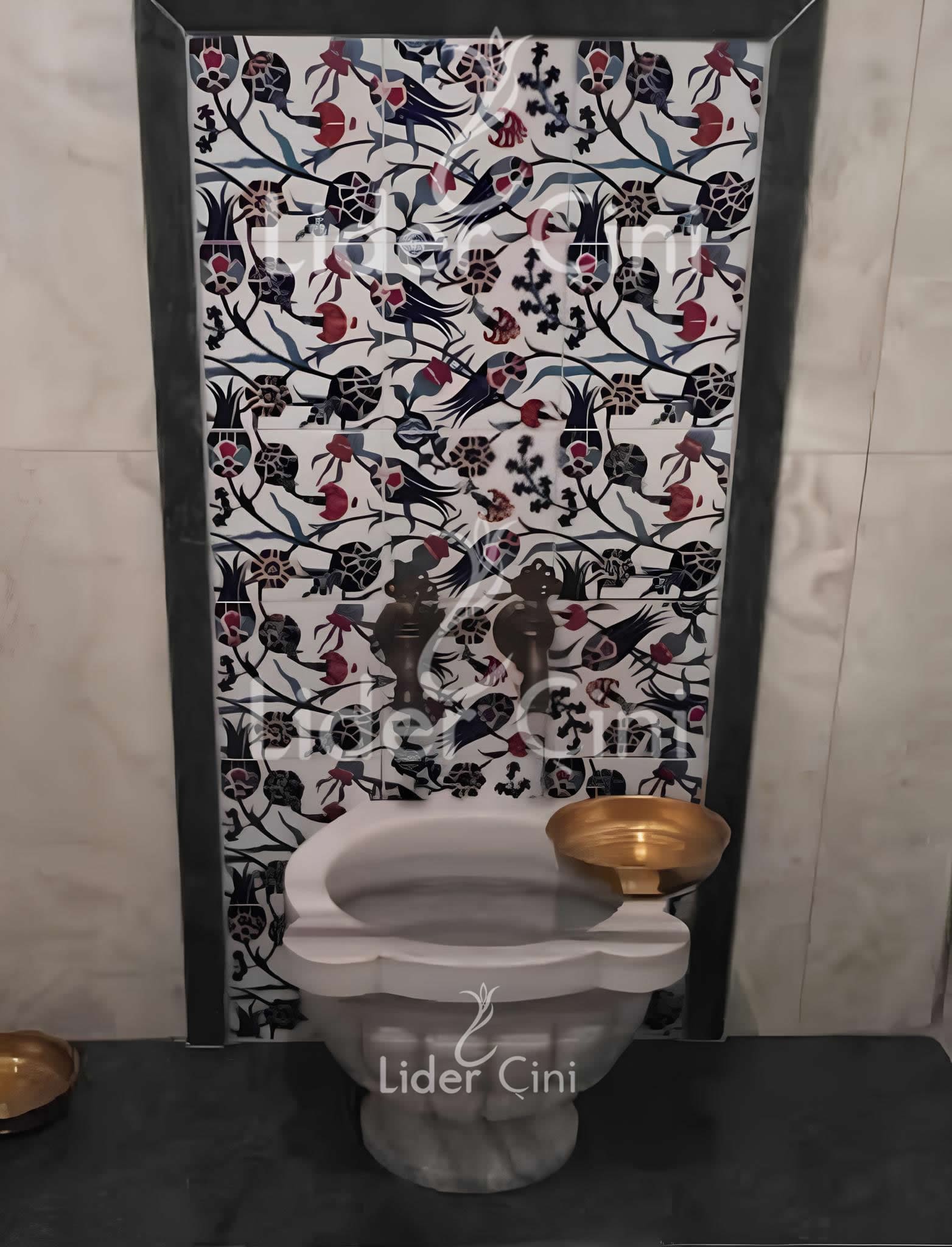 Türk Hamam Çini Panoları-Mavi Beyaz Hamam Çinisi-THP-096